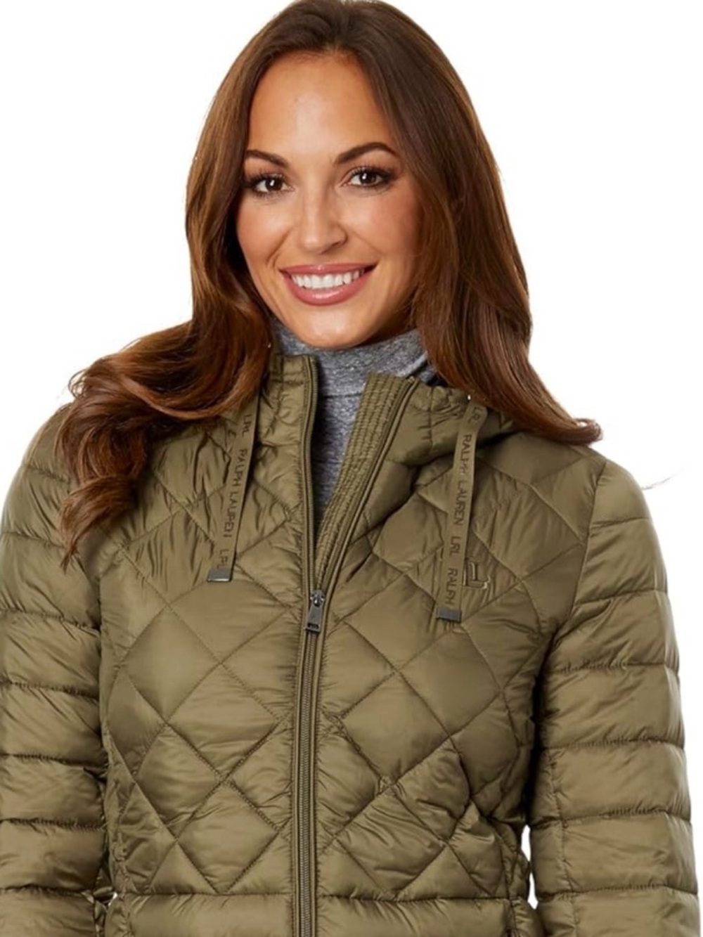 NWT Lauren Ralph Lauren Soft Puffer Hooded Recycled Jacket Olive Packable  Sz M - Picture 4 of 15